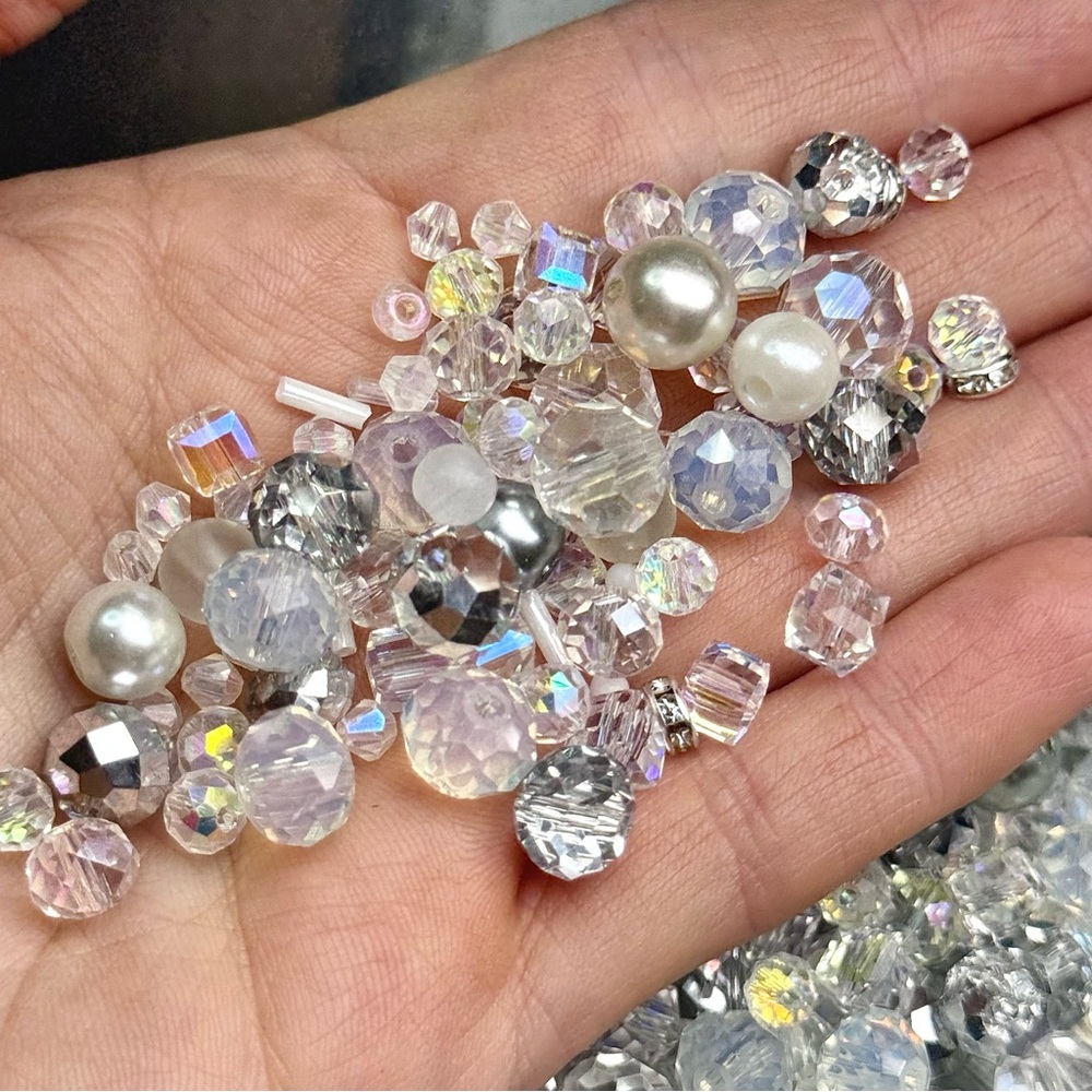 NEW SNOWFLAKE Clear White AB Crystal Glass Beads DIY Jewelry Making Crafting Lot